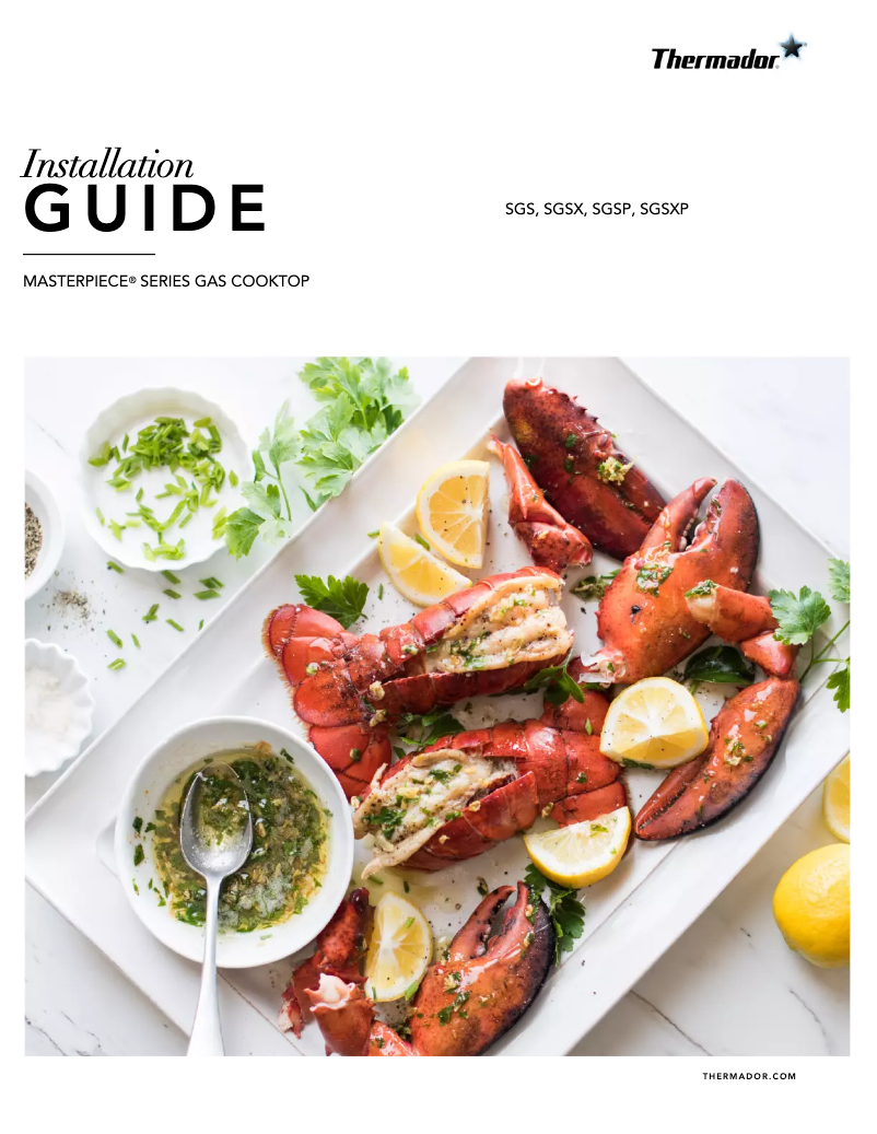 Page n°1 - Guide d'installation Thermador SGSXP365TS