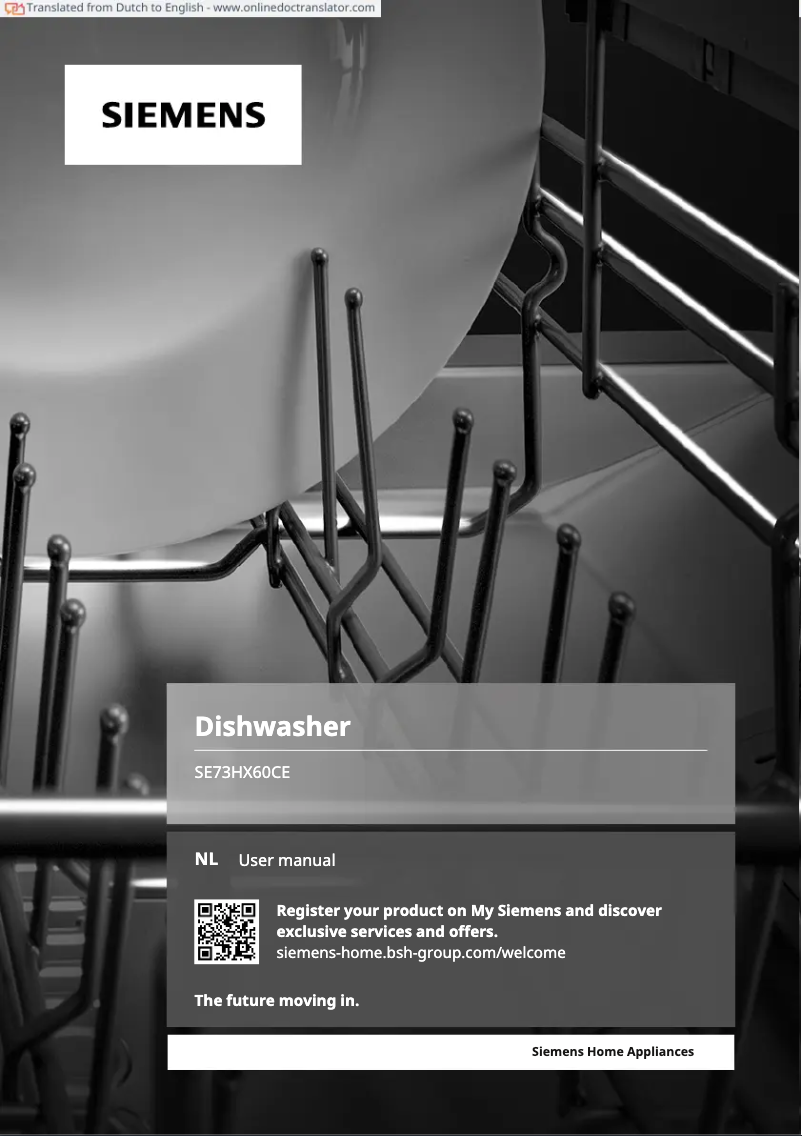 Page n°1 - Manuel utilisateur Siemens SE73HX60CE