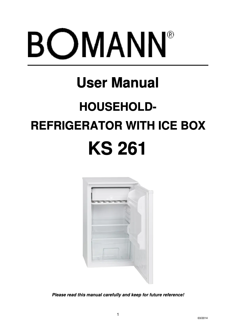 Page 1 de la notice Manuel utilisateur Bomann KS 261