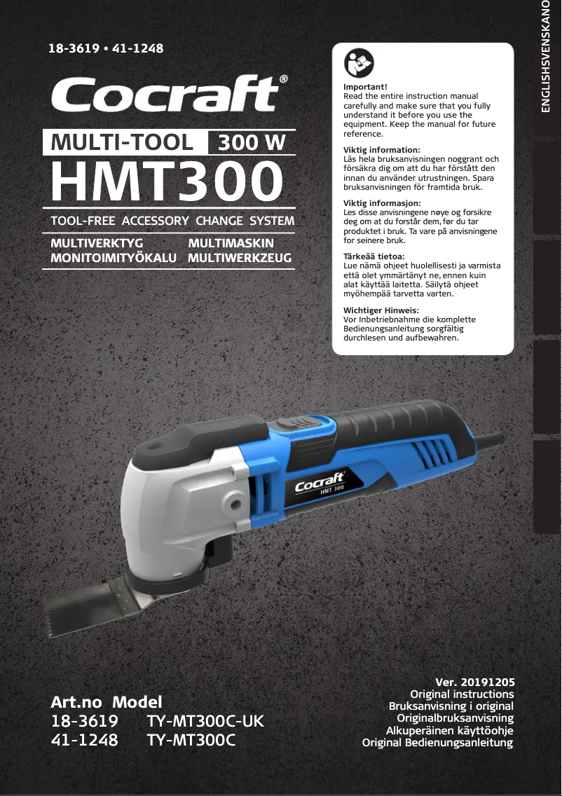 Page 1 de la notice Manuel utilisateur Cocraft HMT300