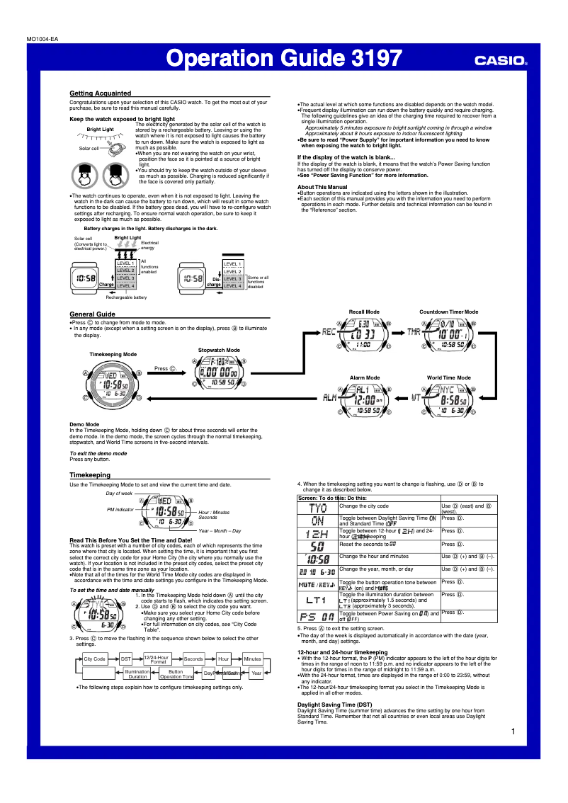 Page 1 de la notice Manuel utilisateur Casio LW-S200H-4AEF
