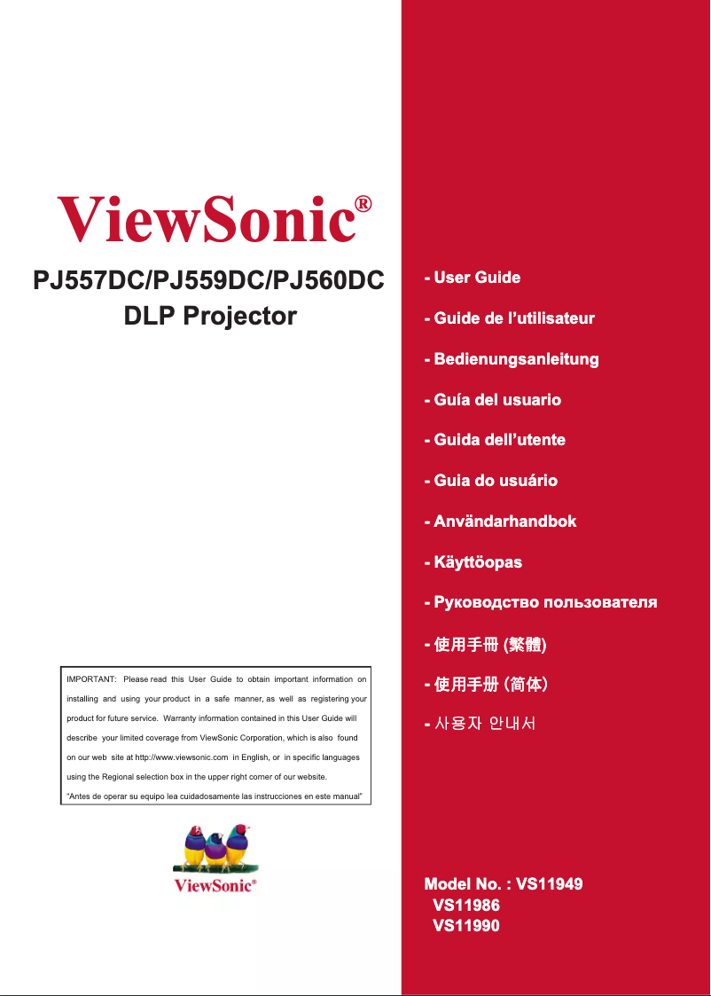 Page 1 de la notice Manuel utilisateur Viewsonic PJ560D