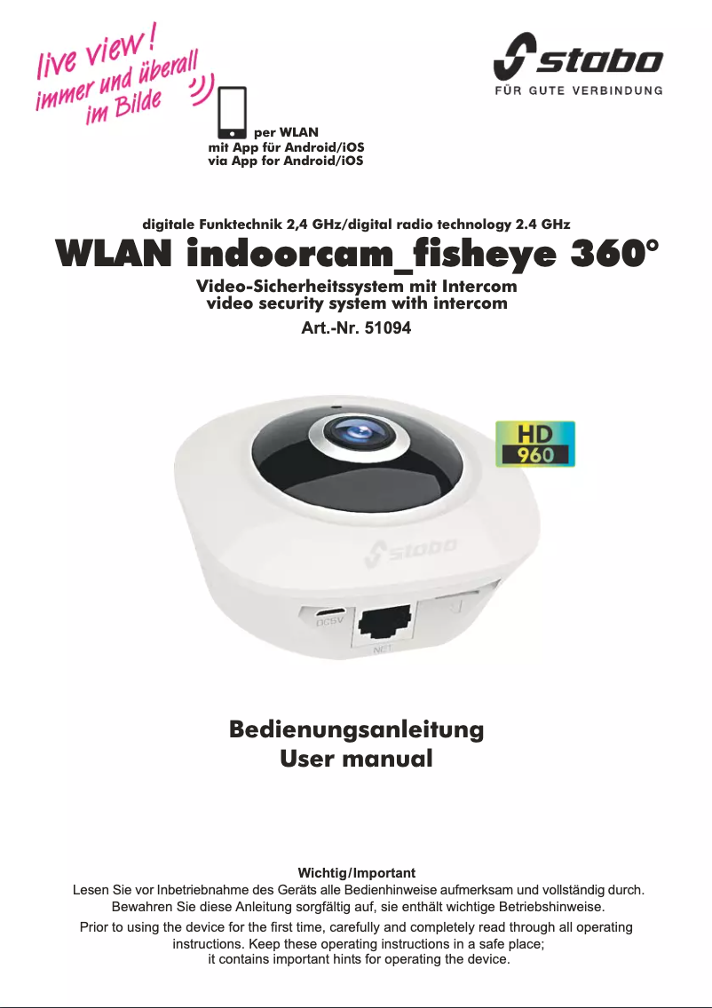 Página 1 del manual Manual de usuario Stabo WLAN Indoorcam Fisheye 360 51094