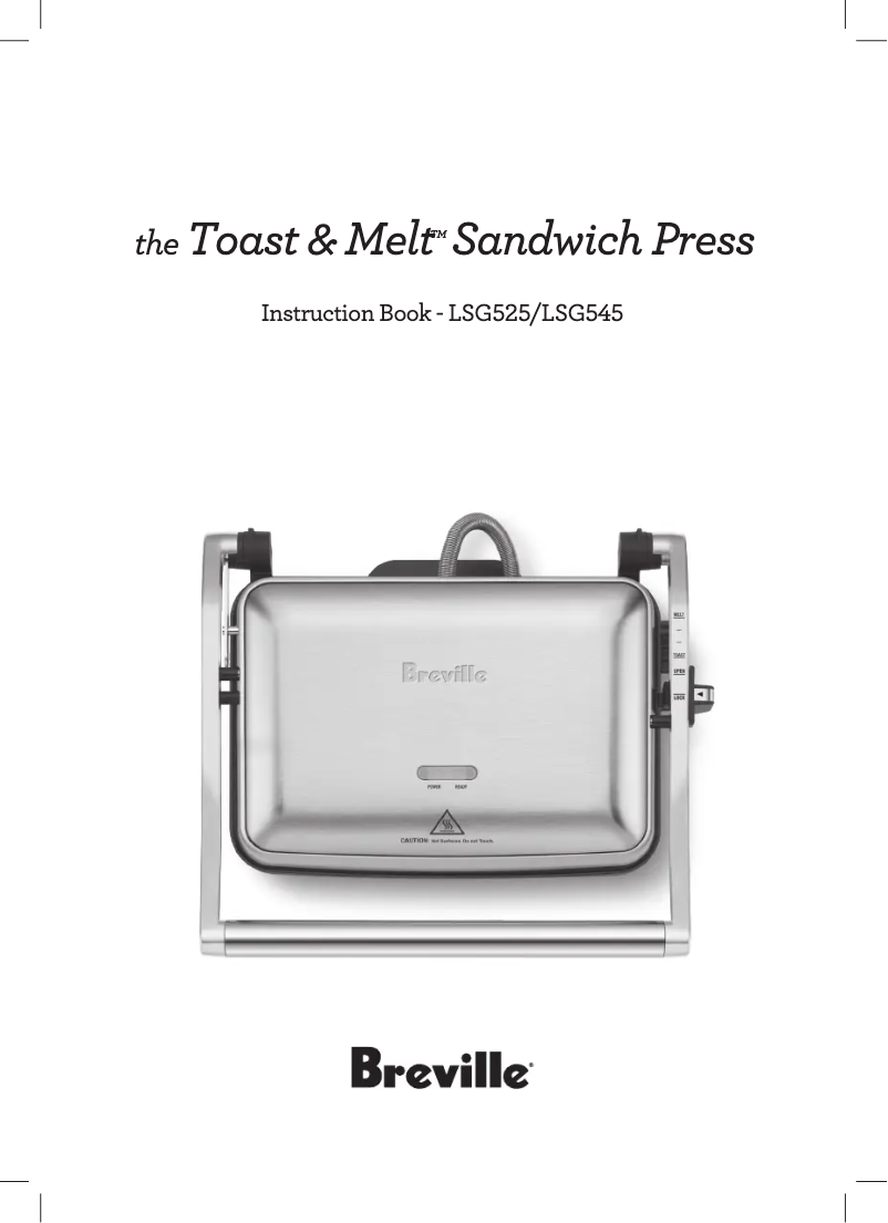 Page 1 de la notice Manuel utilisateur Breville the Toast & Melt Sandwich Press LSG545