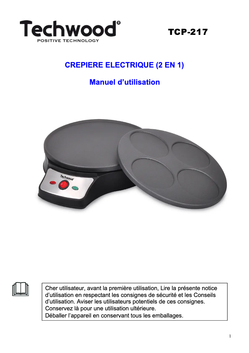 Image de la première page du manuel de l'appareil TCP-217