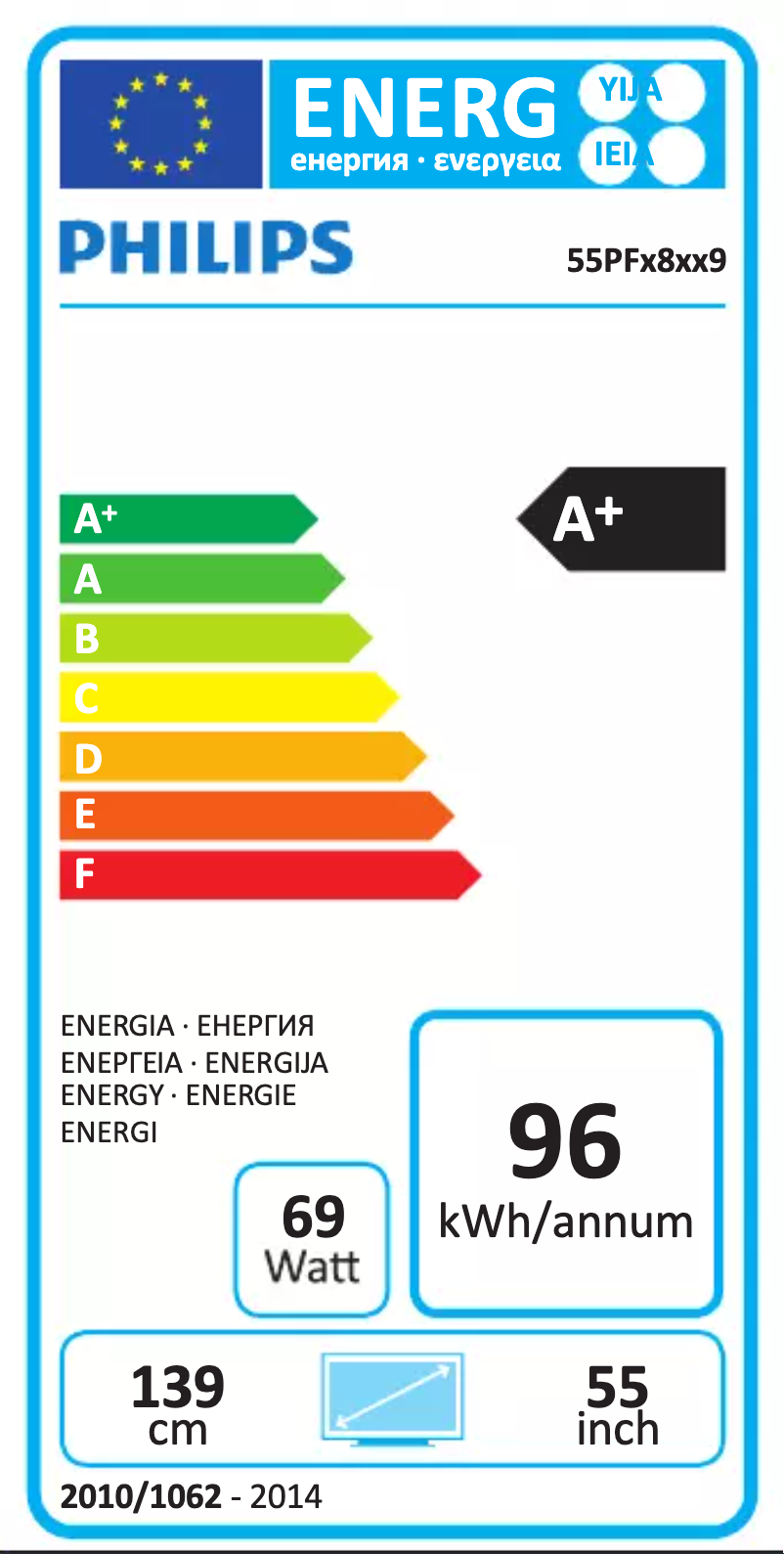 Page n°1 - Label énergétique Philips 55PFS8109