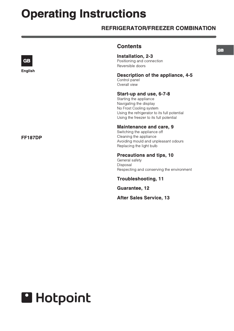 Image de la première page du manuel de l'appareil FF187DX