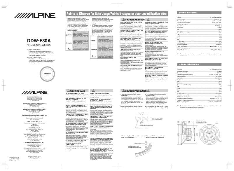 Page n°1 - Manuel utilisateur Alpine DDW-F30A