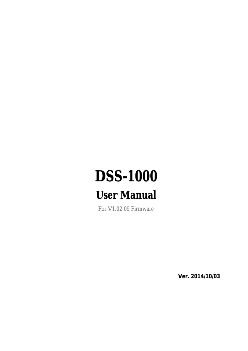 Image de la première page du manuel de l'appareil DSS-1000