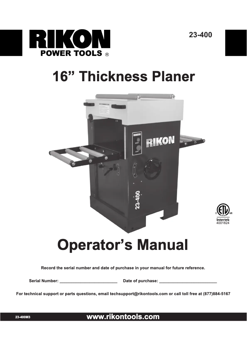 Page 1 de la notice Manuel utilisateur RIKON 23-400