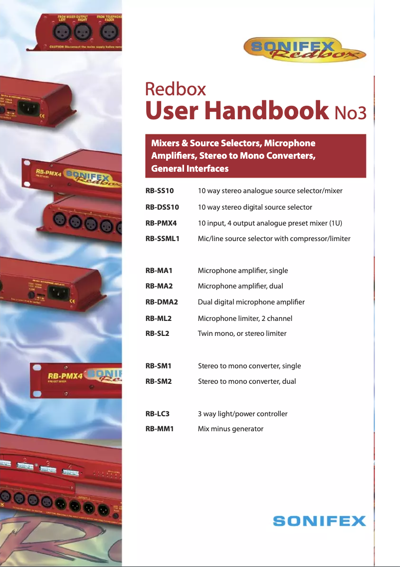 Page n°1 - Manuel utilisateur Sonifex Redbox RB-MA1
