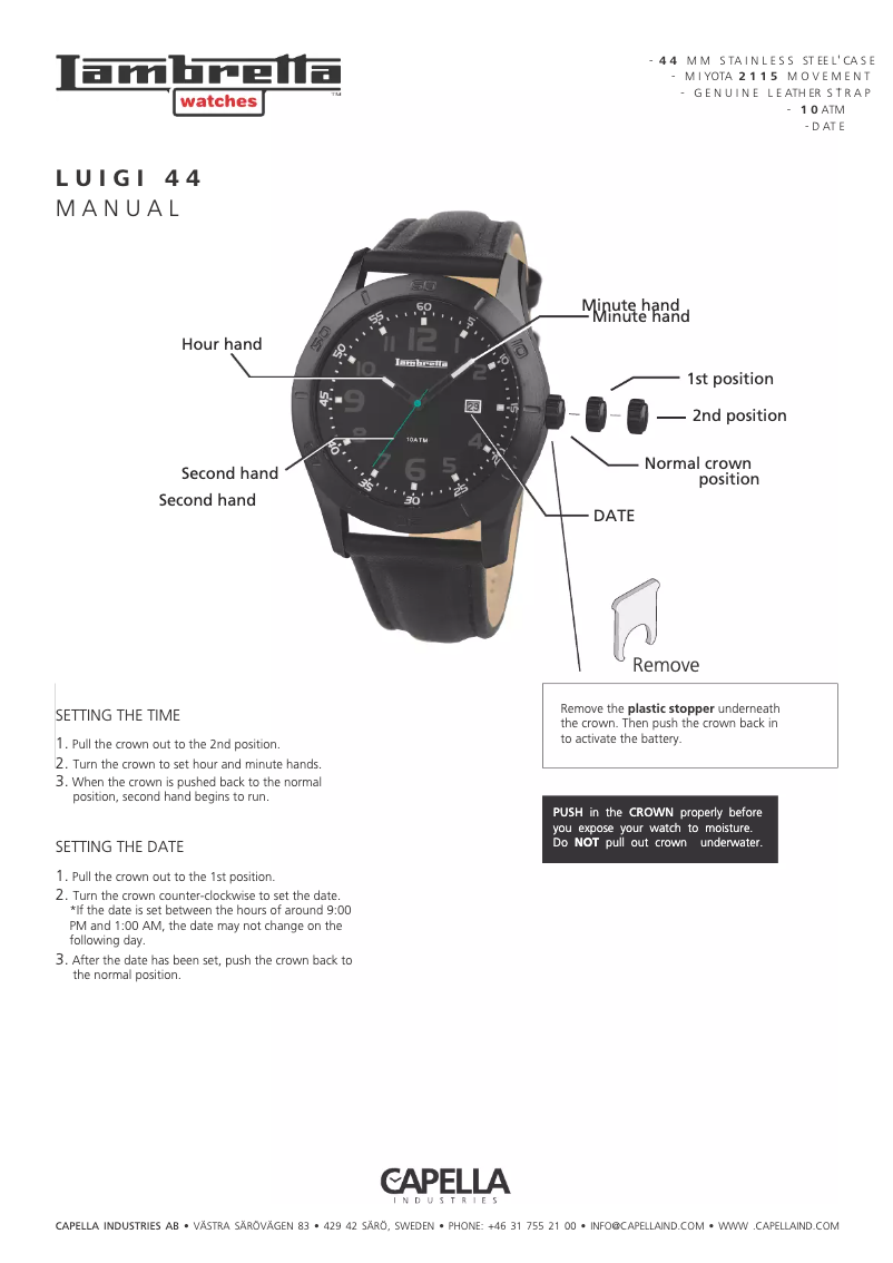 Image de la première page du manuel de l'appareil Luigi 44