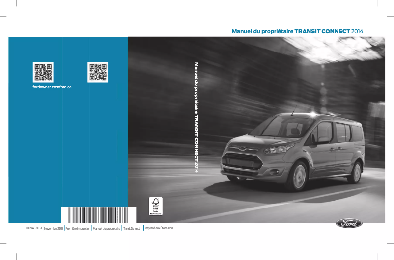 Image de la première page du manuel de l'appareil Transit Connect (2014)