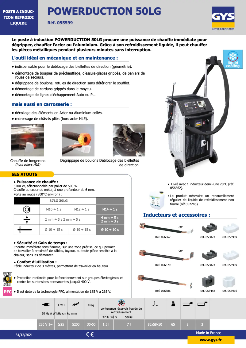 Page n°1 - Fiche technique GYS Powerduction 50LG