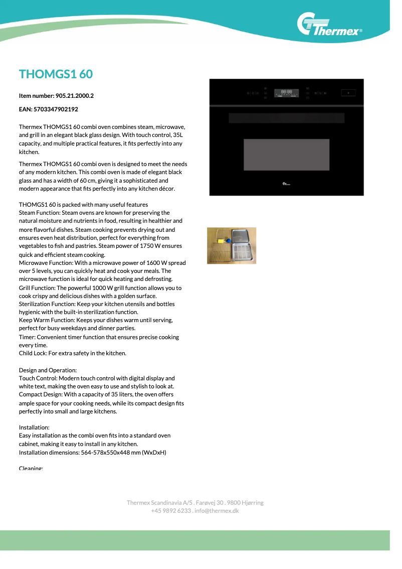 Page 1 of the manual Technical Sheet Thermex THOMGS1