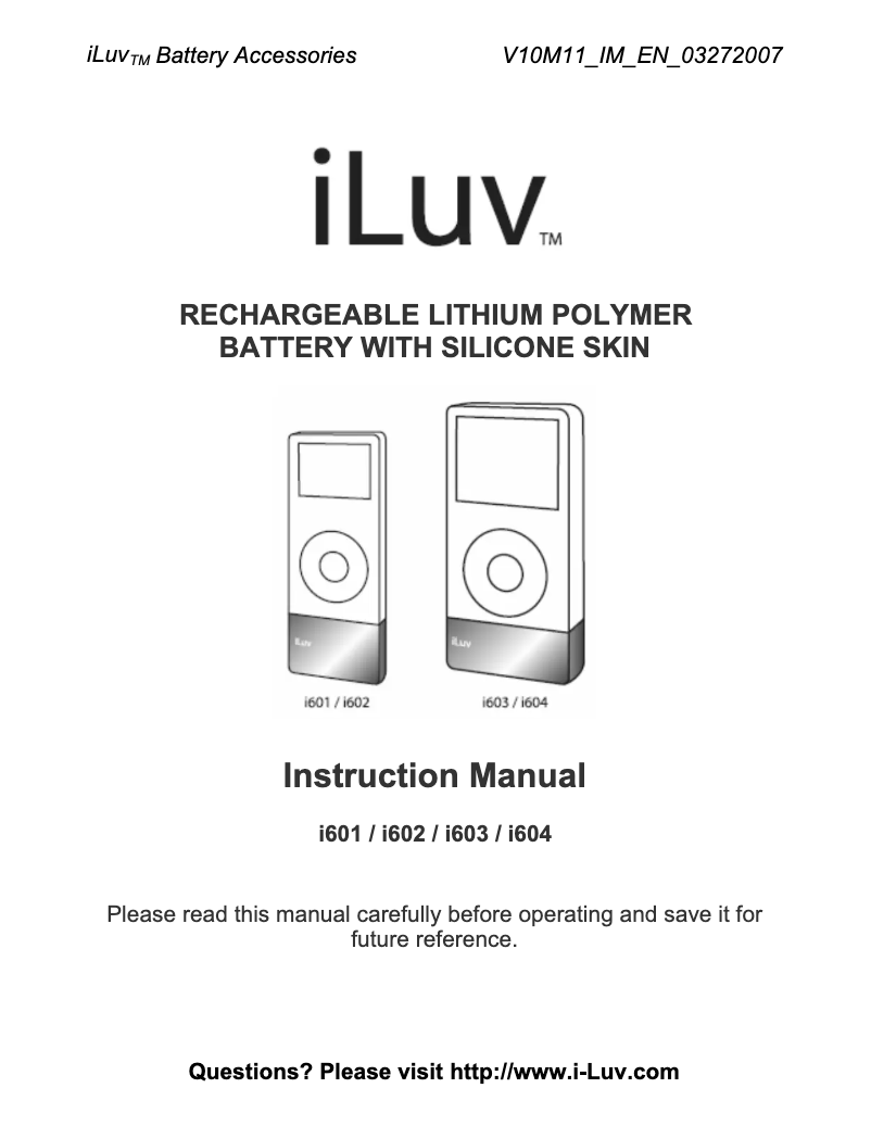 Page 1 de la notice Manuel utilisateur iLuv i604