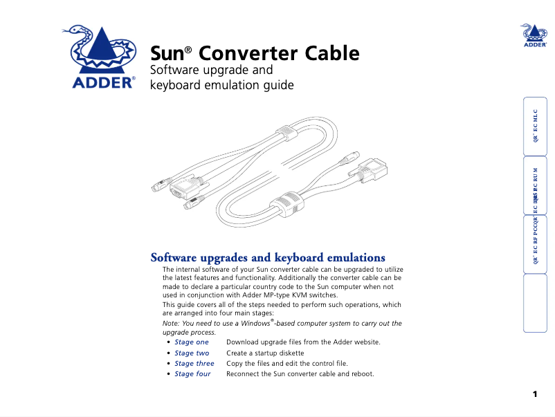 Page 1 de la notice Manuel utilisateur Adder CCSUN