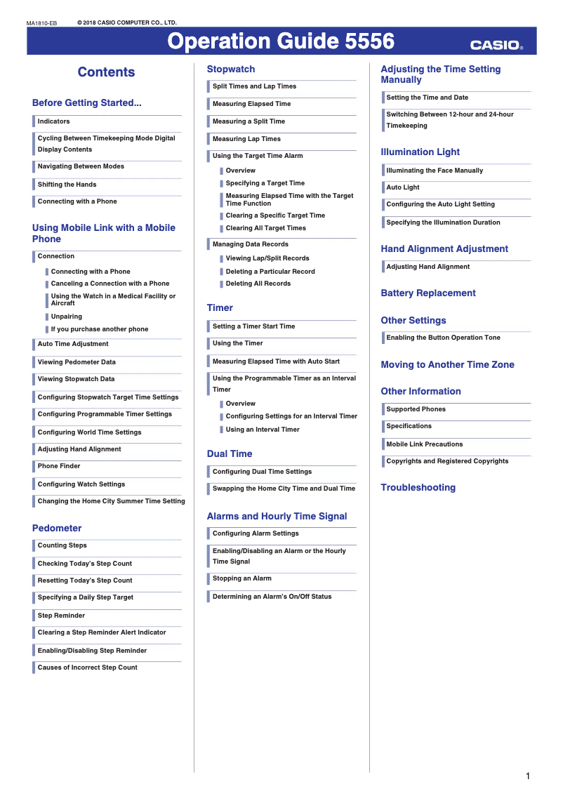 Page 1 de la notice Manuel utilisateur Casio Baby-G BSA-B100MF-1AER