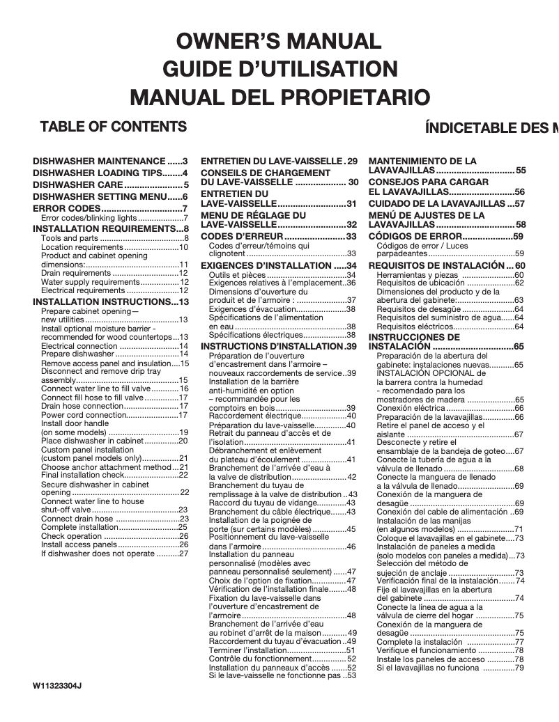 Página 1 del manual Manual de usuario Whirlpool WDPA70SAMZ