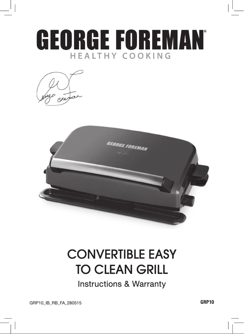 Página 1 del manual Manual de usuario George Foreman GRP10