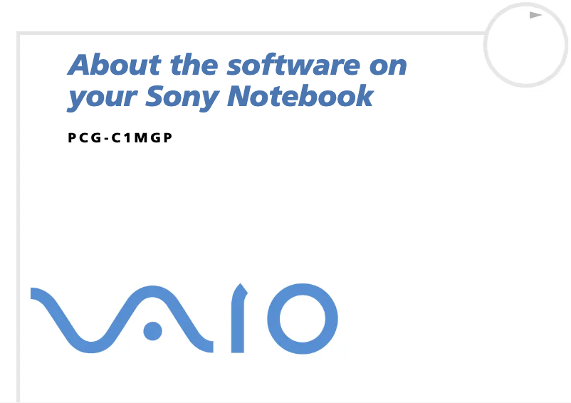 Page 1 de la notice Manuel utilisateur Sony Vaio PCG-C1MGP
