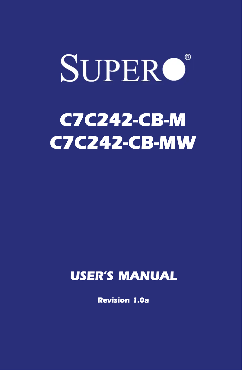 Page n°1 - Manuel utilisateur Supermicro C7C242-CB-M
