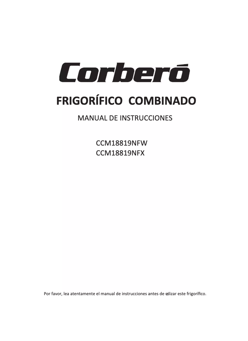 Page 1 de la notice Manuel utilisateur Corbero CCM18819NFW