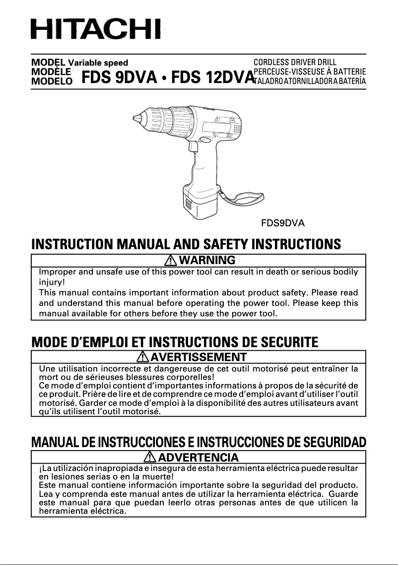 Page 1 de la notice Manuel utilisateur Hitachi FDS 9DVA