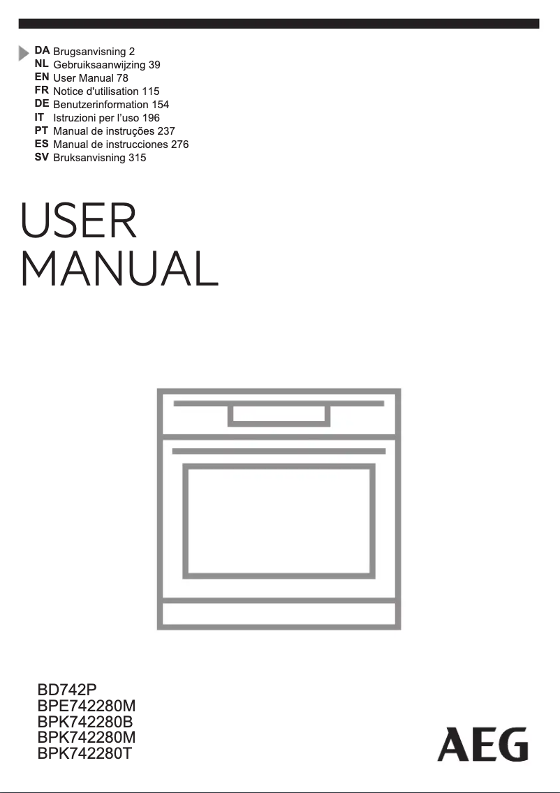 Page 1 de la notice Manuel utilisateur AEG BPK742280T
