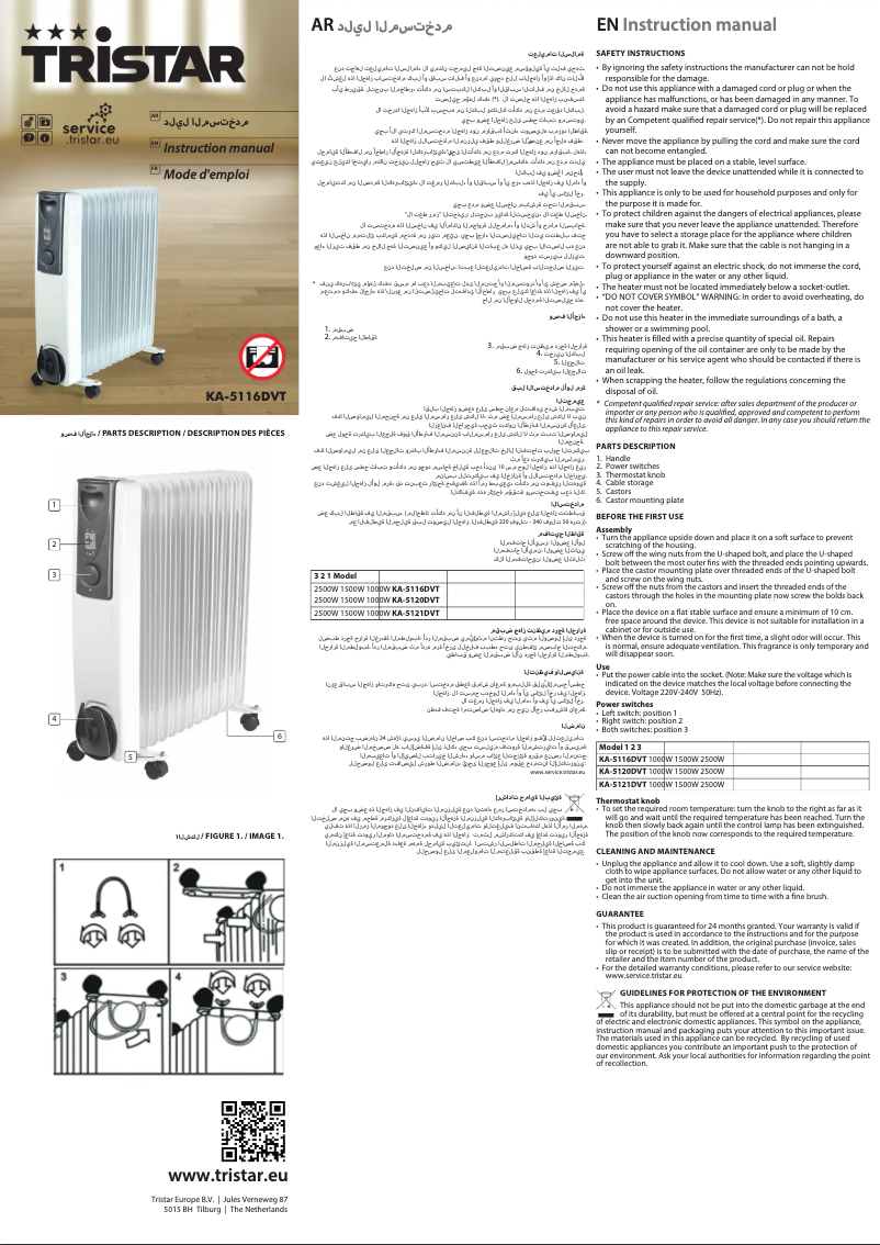 Page 1 of the manual User Manual TriStar KA-5116DVT
