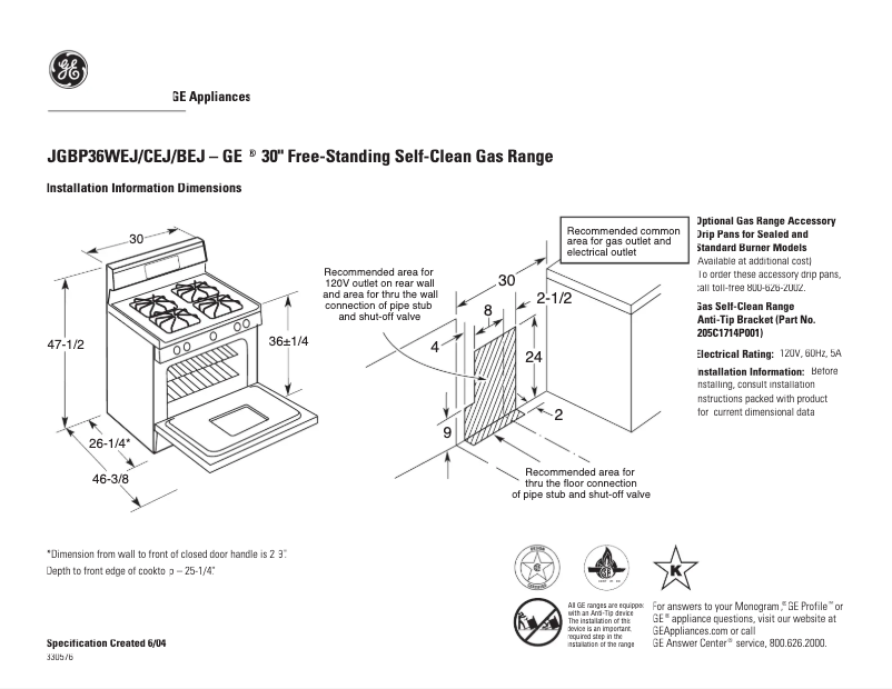 Image de la première page du manuel de l'appareil JGBP36CEJCC