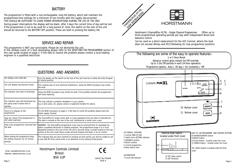 Page n°1 - Manuel utilisateur Horstmann ChannelPlus H11XL