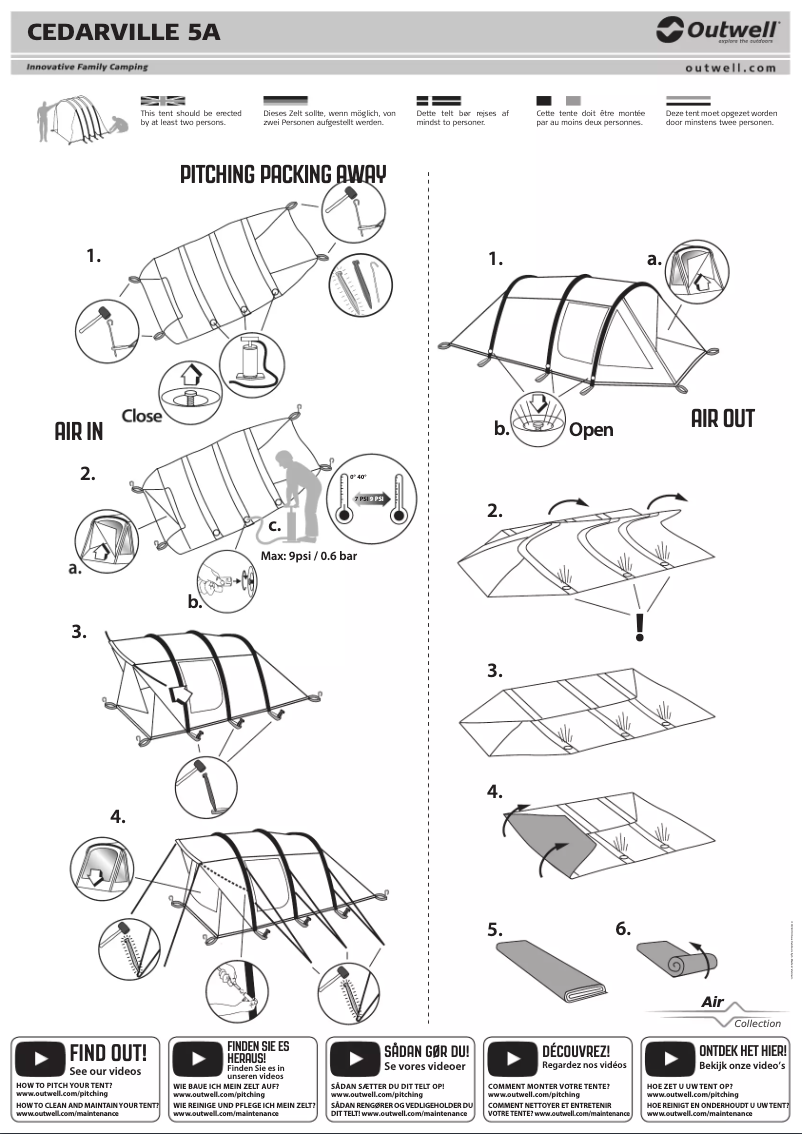Page 1 de la notice Manuel utilisateur Outwell Cedarville 5A