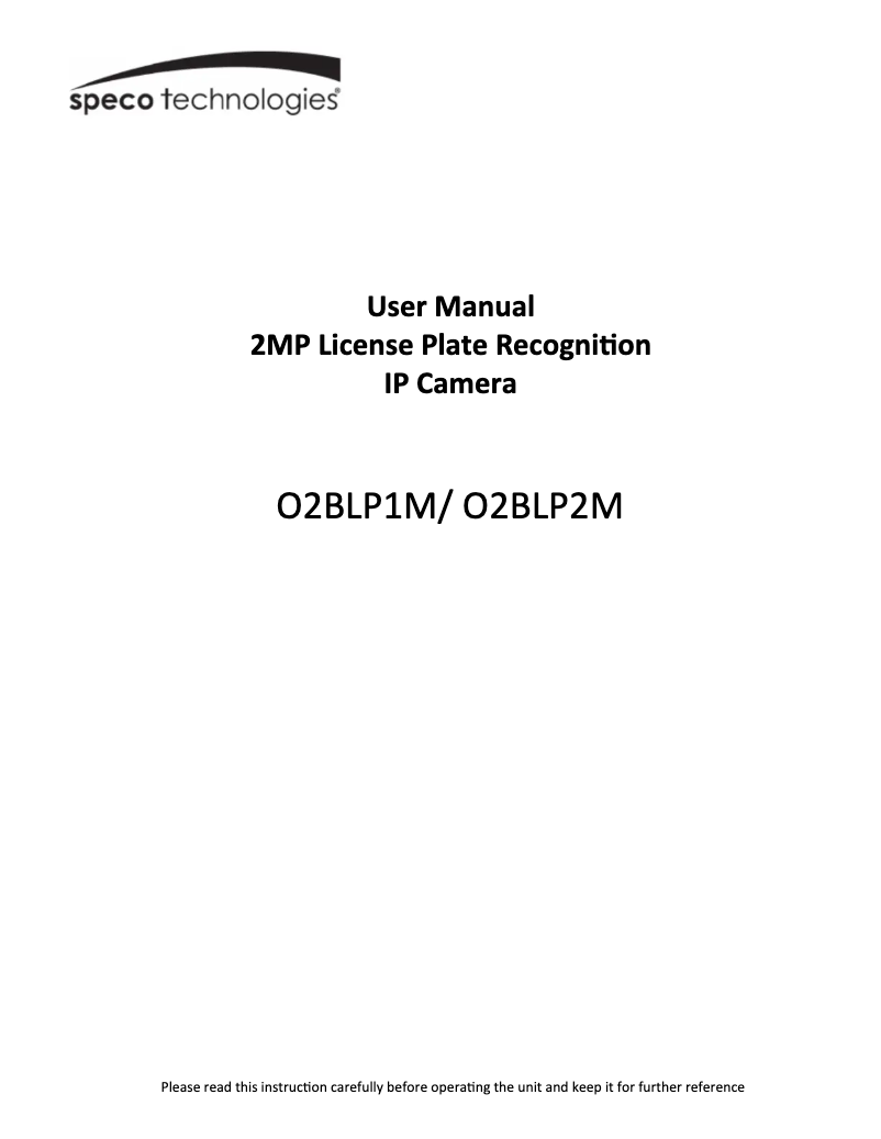 Page 1 de la notice Manuel utilisateur Speco Technologies O2BLP2M