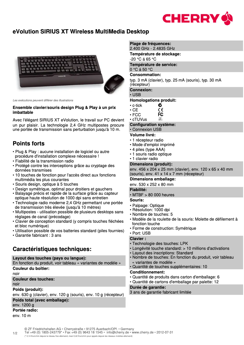 Image de la première page du manuel de l'appareil eVolution SIRIUS XT