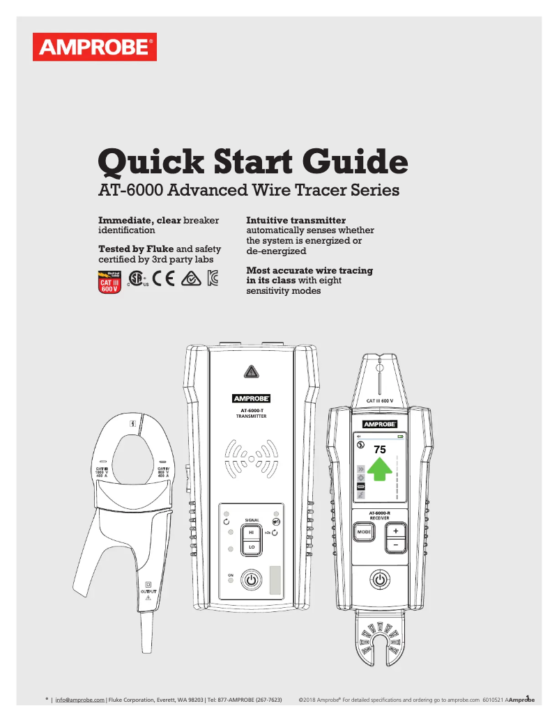 Page 1 de la notice Guide de démarrage rapide Amprobe AT-6030