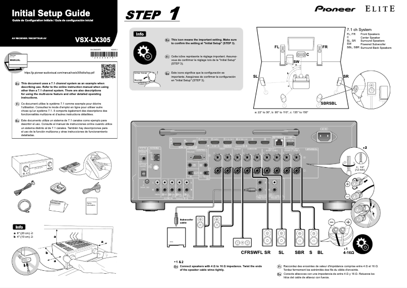 Page n°1 - Guide de démarrage rapide Pioneer Elite VSX-LX305