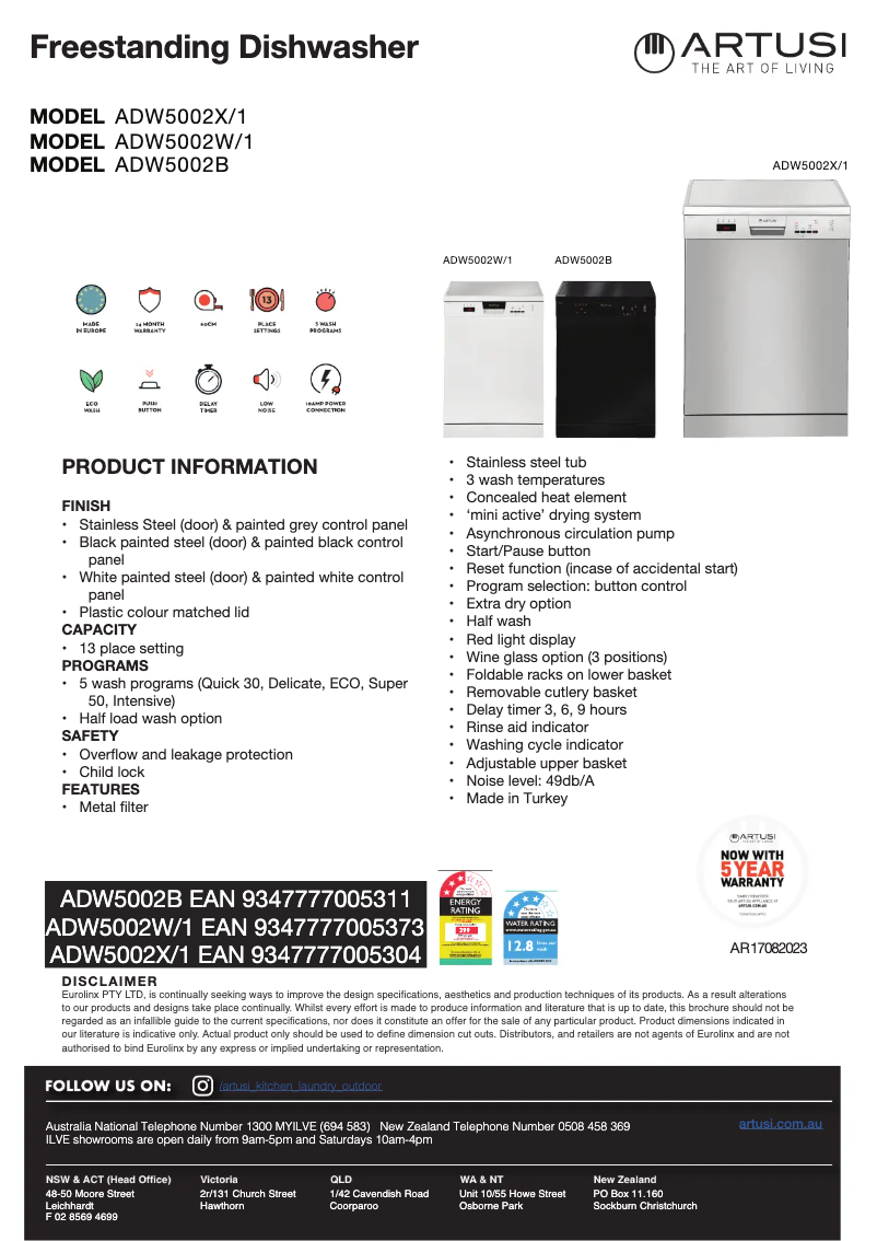 Image de la première page du manuel de l'appareil ADW5002B