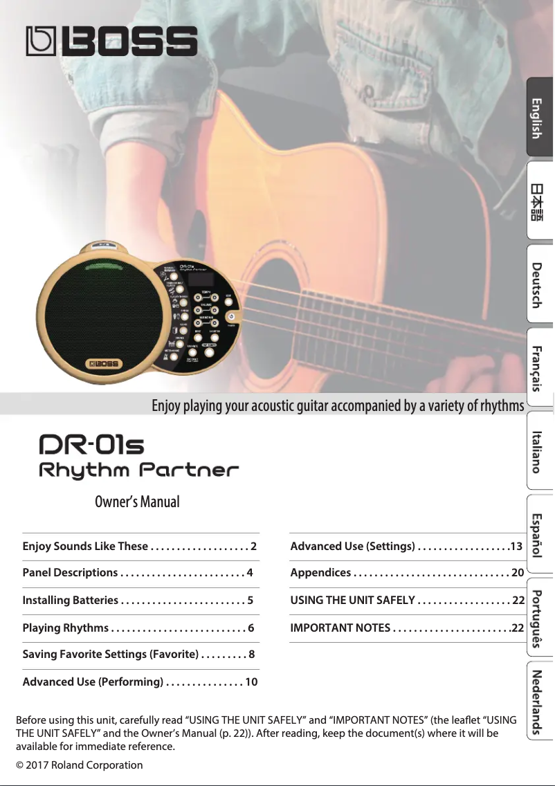 Image de la première page du manuel de l'appareil DR-01S