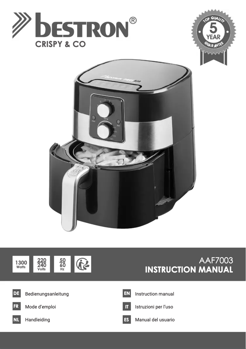 Image de la première page du manuel de l'appareil AAF7003