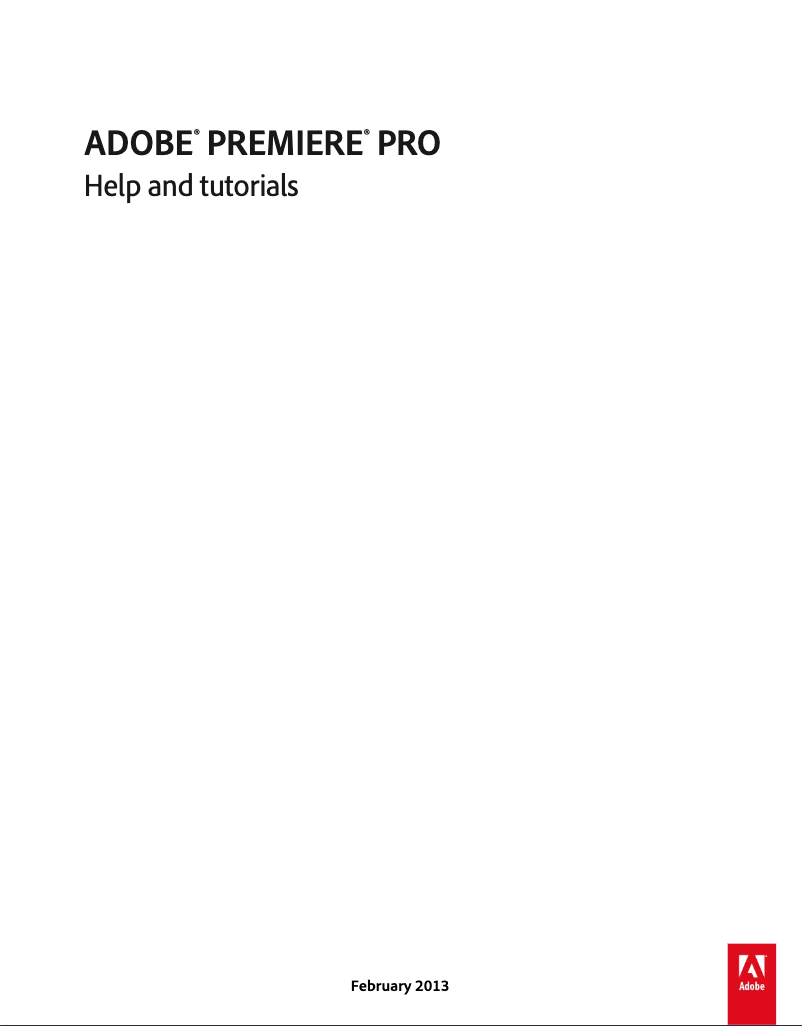 Image de la première page du manuel de l'appareil Premiere Pro CS6