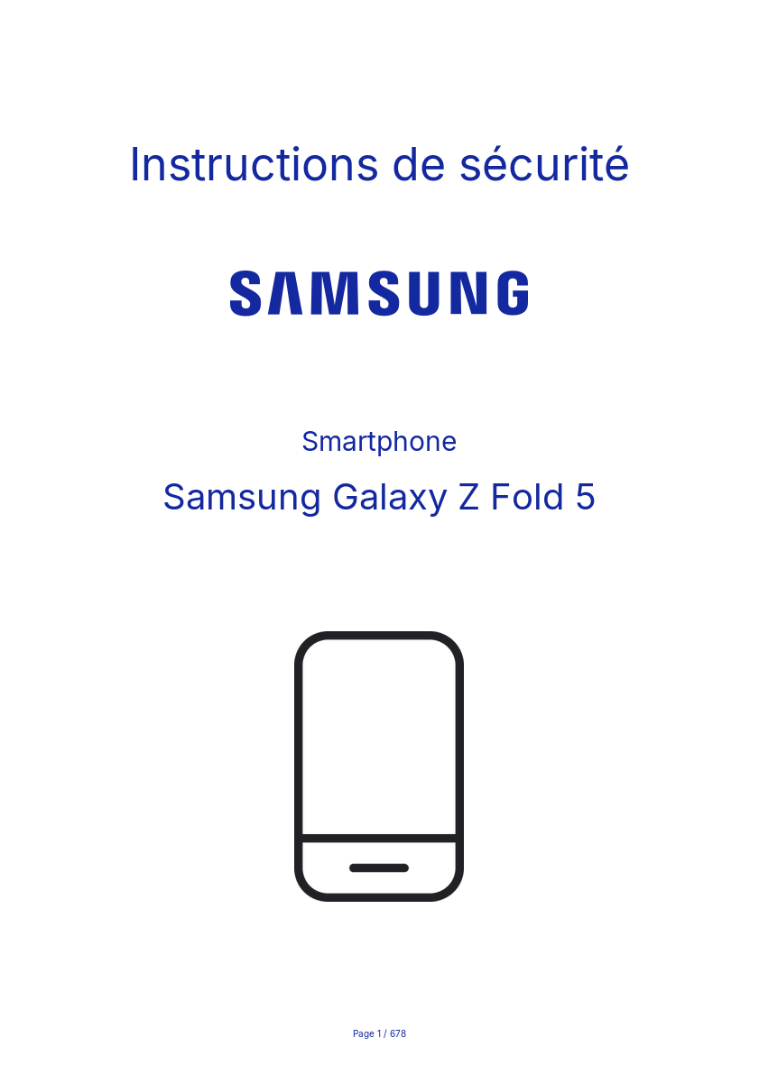 Page n°1 - Instructions de sécurité Samsung Galaxy Z Fold 5