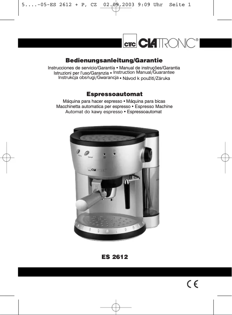 Page 1 de la notice Manuel utilisateur Clatronic ES 2612