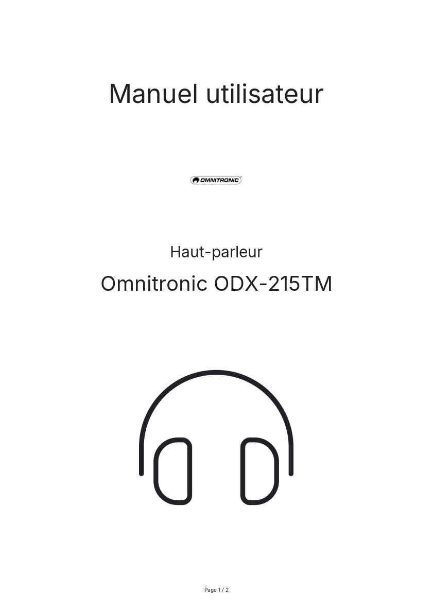Page n°1 - Manuel utilisateur Omnitronic ODX-215TM