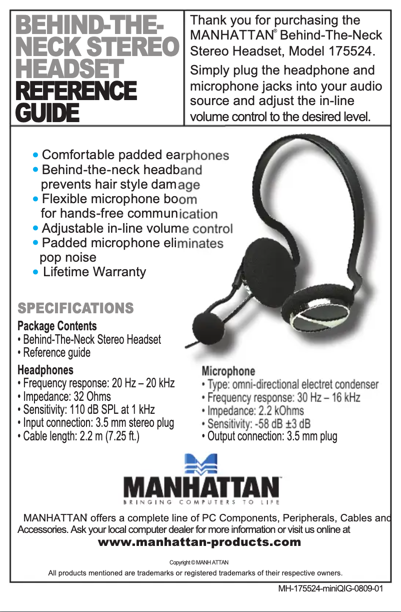 Page 1 of the manual User Manual Manhattan 175524