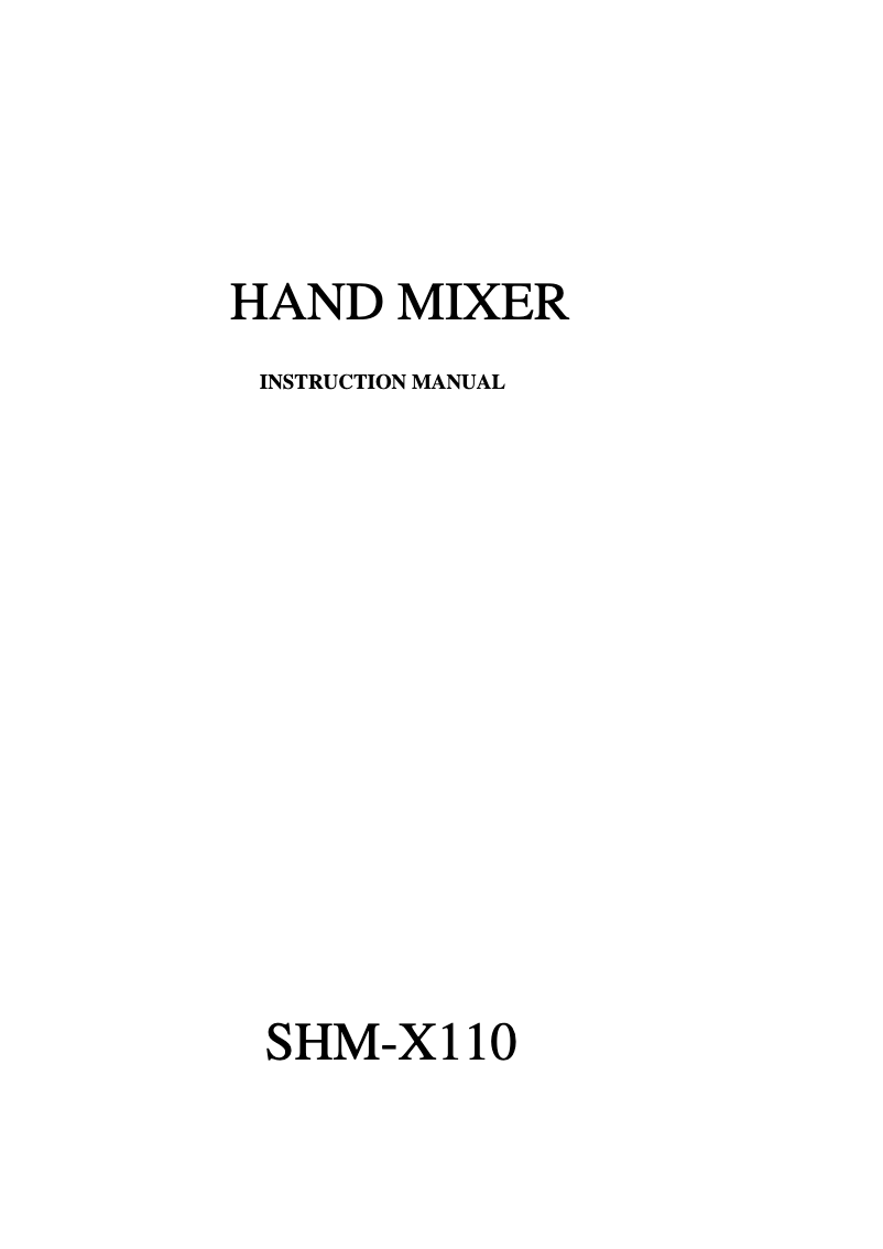 Image de la première page du manuel de l'appareil SHM-X110