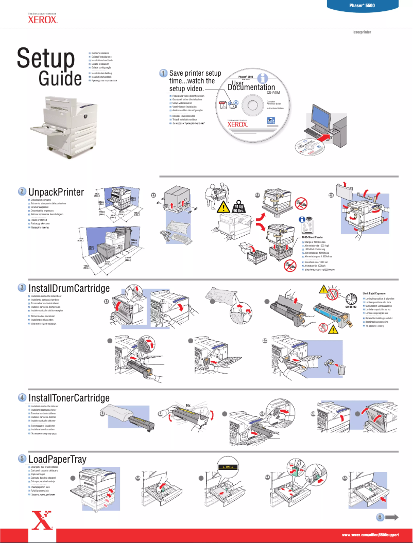 Page 1 de la notice Guide d'installation Xerox Phaser 5500
