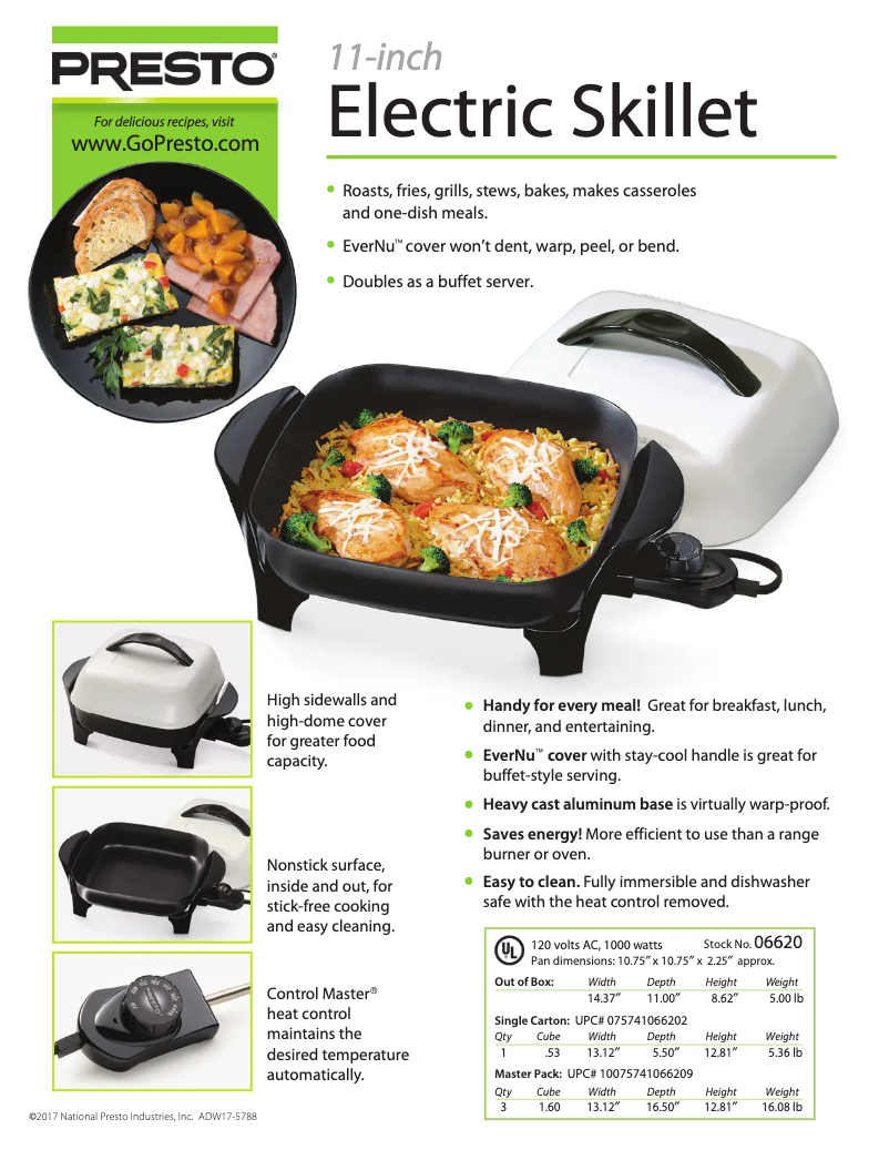 Page 1 de la notice Fiche technique Presto 06620