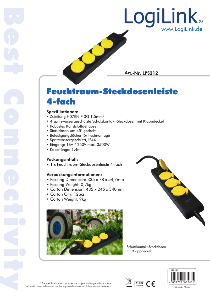 Page n°1 - Manuel utilisateur LogiLink LPS212