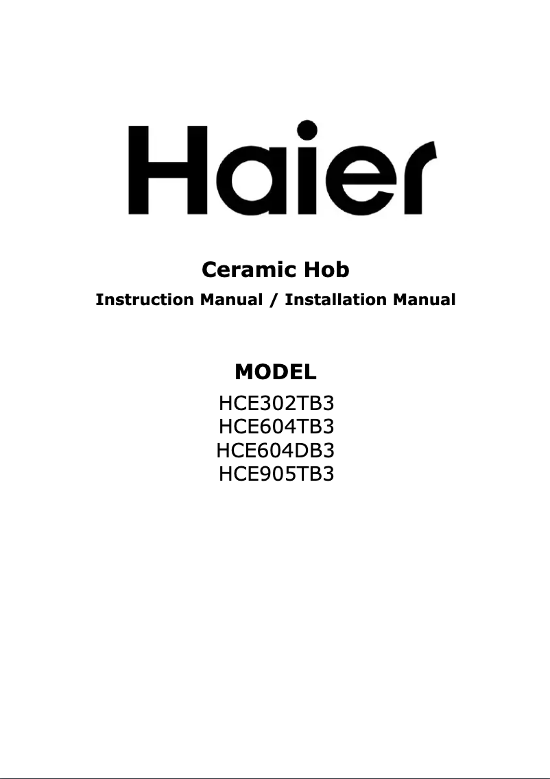 Page 1 de la notice Manuel utilisateur Haier HCE604DB3